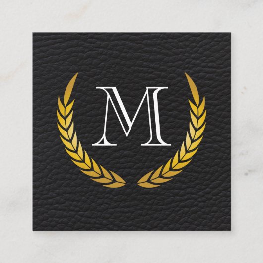 クラシックモノグラム装飾エレメフェイクントレザー スクエア名刺 (正面)
