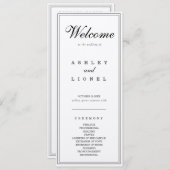 クラシックモノグラム黒と白シンプルの結婚 プログラム (正面/裏面)