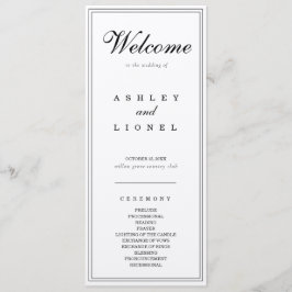 クラシックモノグラム黒と白シンプルの結婚 プログラム