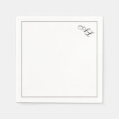 クラシックモノグラム黒と白伝統的結婚の スタンダードカクテルナプキン (正面)