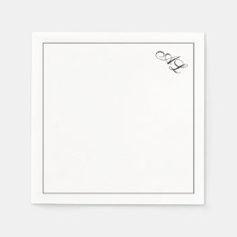 クラシックモノグラム黒と白伝統的結婚の スタンダードカクテルナプキン