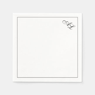 クラシックモノグラム黒と白伝統的結婚の スタンダードカクテルナプキン