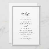 クラシックモノグラム黒と白伝統的結婚の セーブザデート (正面/裏面)