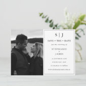 クラシックモノグラム黒と白結婚の写真 招待状 (スタンド正面)