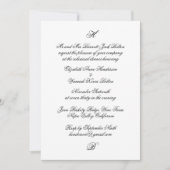 クラシックモノグラム黒のリハ結婚ーサルディナー 招待状 (正面)