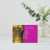 クラシックモノグラム2鮮やかな赤い黄色の明るい赤紫色 名刺 (スタンド正面)