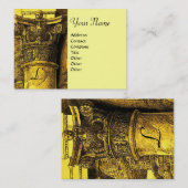 クラシックモノグラム2、鮮やかな茶色の黄色 名刺 (正面/裏面)