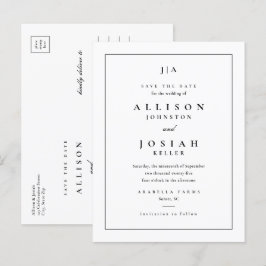 クラシックモノグラム ウェディング セーブ・ザ・デート 案内ポストカード