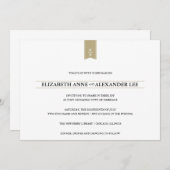 クラシックモノグラム ゴールド ウェディング インビテーション (正面/裏面)