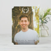 クラシックモノグラム/ローレルリース2写真卒業 案内状 (スタンド正面)