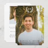 クラシックモノグラム/ローレルリース2写真卒業 案内状 (正面/裏面)