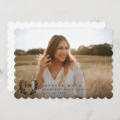 クラシックモノグラム/ローレルリース2写真卒業 案内状 (正面/裏面)