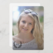 クラシックモノグラム/ローレルリース2写真卒業 案内状 (正面/裏面)