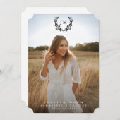 クラシックモノグラム/ローレルリース2写真卒業 案内状 (正面/裏面)