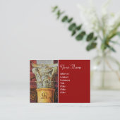 クラシックモノグラム，明るい茶色，灰色，黄色の赤 名刺 (スタンド正面)