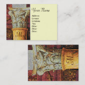 クラシックモノグラム，明るい茶色，灰色，黄色 名刺 (正面/裏面)