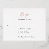 クラシックモノグラム 高級感ある結婚式のホイルRSVPカード 箔招待状ポストカード (正面)