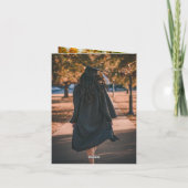 クラシックモノグラム P 卒業式の帽子 写真 モダン サンキューカード (裏面)