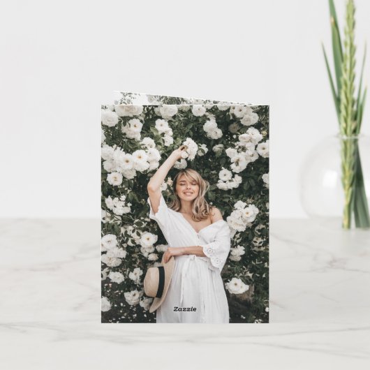 クラシックモノグラムI卒業キャップ写真モダン サンキューカード (裏面)