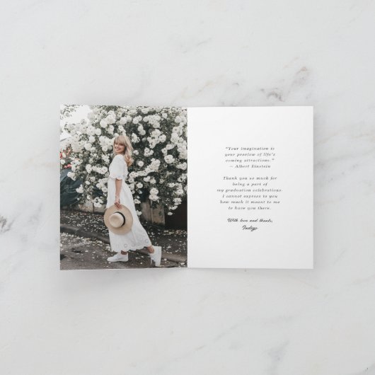 クラシックモノグラムI卒業キャップ写真モダン サンキューカード (内部)