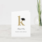 クラシックモノグラムK卒業キャップ写真モダン サンキューカード (正面)