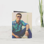 クラシックモノグラムL卒業キャップ写真モダン サンキューカード (裏面)