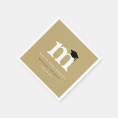 クラシックモノグラムM及び卒業キャップグラードパーティー スタンダードカクテルナプキン (角)