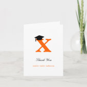 クラシックモノグラムX卒業キャップ写真モダン サンキューカード (正面)