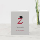 クラシックモノグラムZ卒業キャップ写真モダン サンキューカード (正面)