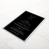 クラシックモノグラ結婚ムの黒銀 箔招待状 (回転した状態)