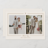 クラシックモノグラ結婚ム写真サンキューカード サンキューカード (正面/裏面)