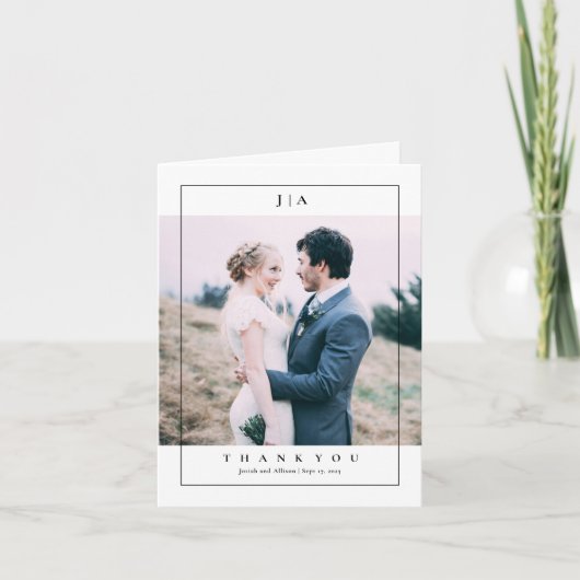 クラシックモノグラ結婚ム写真 サンキューカード (正面)