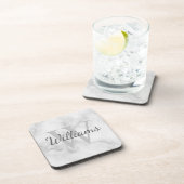 クラシックモパーソナライズされたノグラムと名前Marble Look コースター (右側)