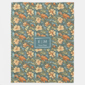 クラシックモリスインスパイアパステル植物毛布 フリースブランケット (正面)