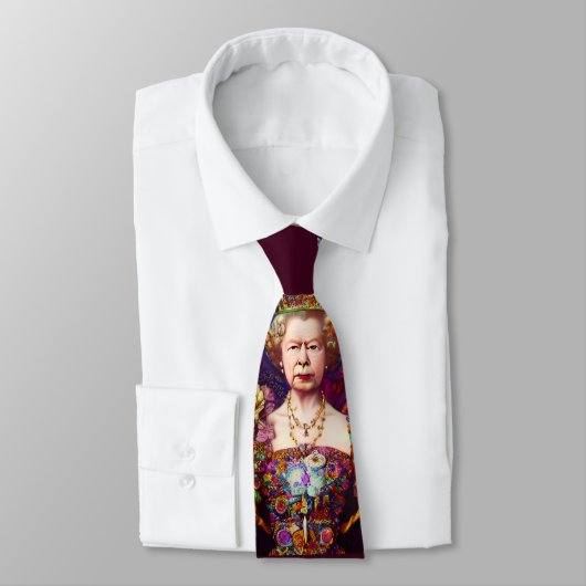 クラシックユニセックス女王エリザベスII青と赤 ネクタイ (タイ)