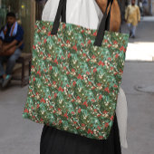 クラシックユニークグリーンボタニカルホリデークリスマス トートバッグ