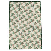 クラシックユニークグリーンボタニカルホリデークリスマス ミディアムペーパーバッグ (裏面)