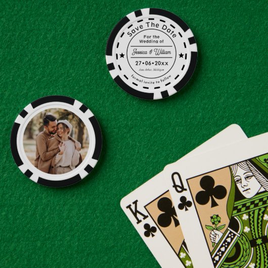 クラシックユニーク結婚式の保存日フォト ポーカーチップ (ポーカーテーブル (ダブル))