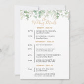 クラシックユーカリの葉の結婚式の行程カード 招待状 (正面)