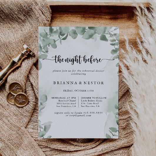 クラシックユーカリプトゥスナイトリハーサルディナー前 招待状