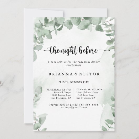 クラシックユーカリプトゥスナイトリハーサルディナー前 招待状 (正面)