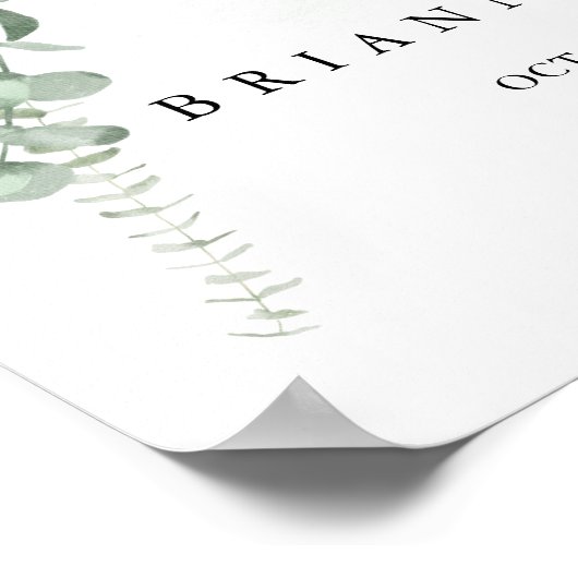 クラシックユーカリ結婚プス葉群の歓迎サイン ポスター (角)