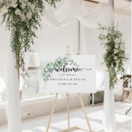 クラシックユーカリ結婚プス葉群の歓迎サイン ポスター