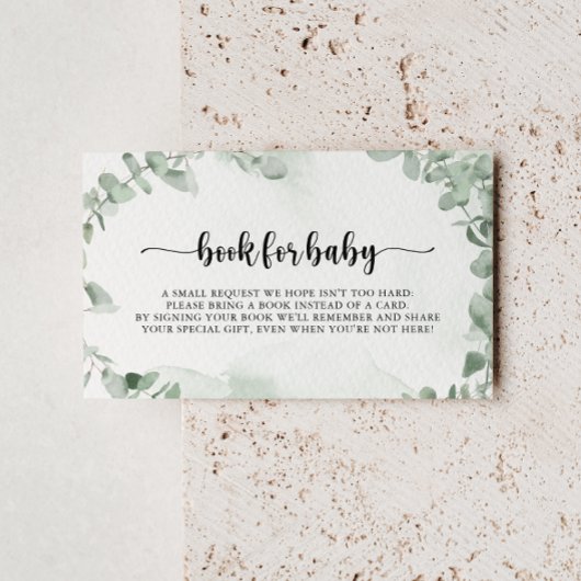 クラシックユーカリ赤ちゃんシャワーブックリクエスト エンクロージャーカード