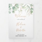 クラシックユーカリ金ゴールドトリフォールド結婚式 プログラム (カバー)