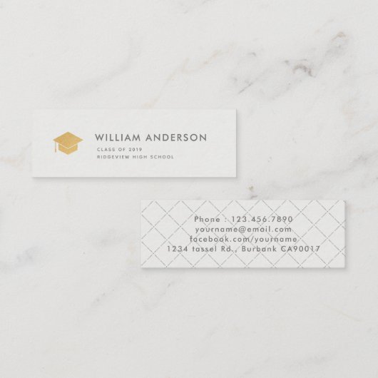 クラシックライトグレー卒業式の挿入名刺 スキニー名刺 (正面/裏面)