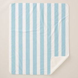 クラシックライトブルーと白ストライプの シェルパブランケット