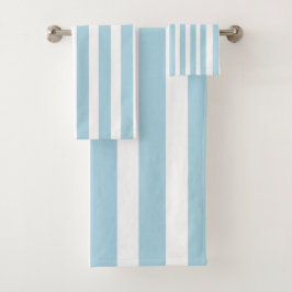 クラシックライトブルーと白ストライプの バスタオルセット