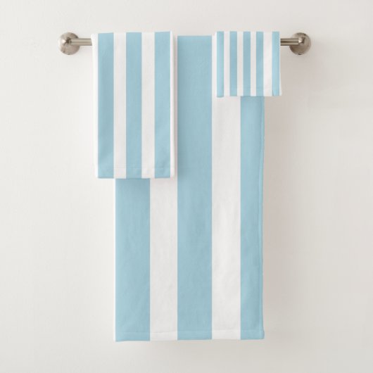 クラシックライトブルーと白ストライプの バスタオルセット (インサイチュ)