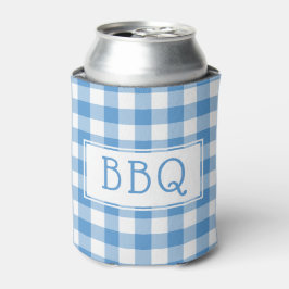 クラシックライトブルーホワイトギンガムパターンBBQパーティー 缶クーラー